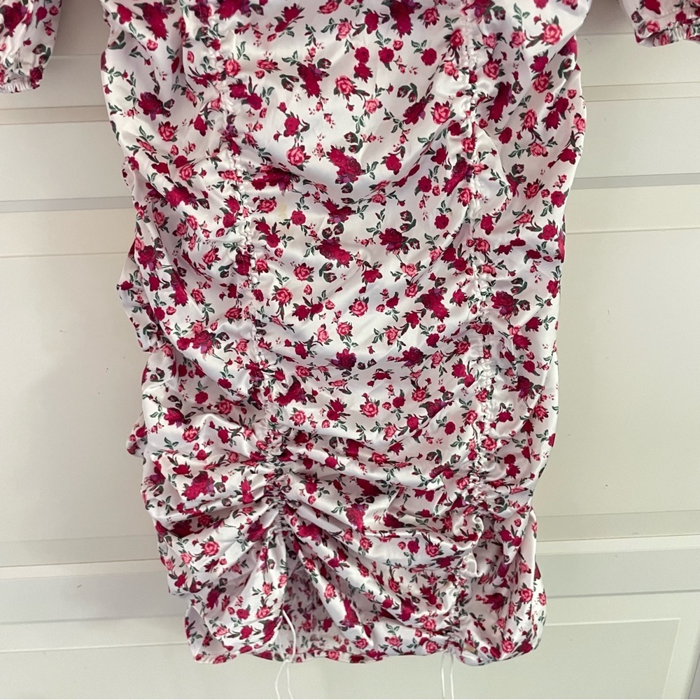 For Love & Lemons Melrose ruched rose Floral Mini Dress 38107 - Picture 7 of 16